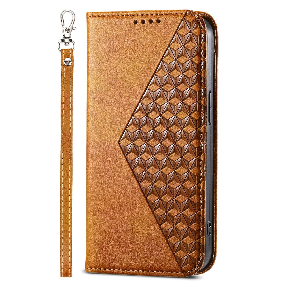 Phone Leather Case for Samsung Galaxy M54 5G / F54 5G , Imprinted Rhombus Pattern Wallet Stand Cover - Yellow