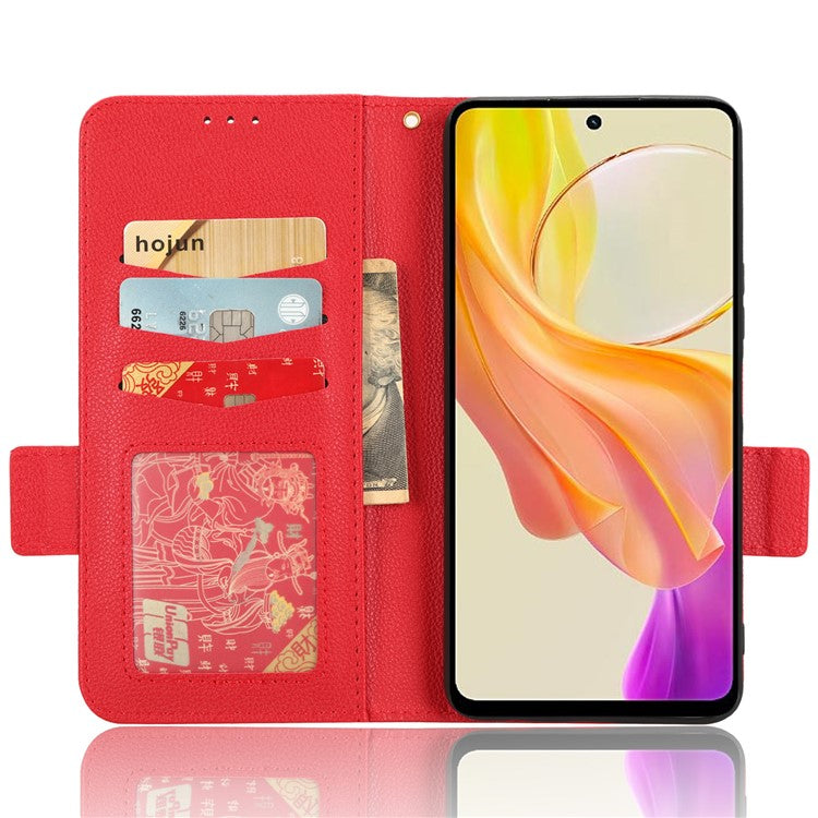 For vivo Y36 4G (Global) / Y36 5G (Global) / Y78 5G (China) / Y78m 5G / Y27 5G / Y27s 4G / Y77t 5G / Y78 5G Leather Phone Wallet Case - Red