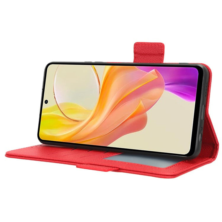For vivo Y36 4G (Global) / Y36 5G (Global) / Y78 5G (China) / Y78m 5G / Y27 5G / Y27s 4G / Y77t 5G / Y78 5G Leather Phone Wallet Case - Red