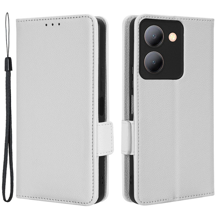 For vivo Y36 4G (Global) / Y36 5G (Global) / Y78 5G (China) / Y78m 5G / Y27 5G / Y27s 4G / Y77t 5G / Y78 5G Leather Phone Wallet Case - White