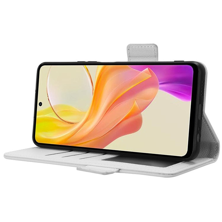 For vivo Y36 4G (Global) / Y36 5G (Global) / Y78 5G (China) / Y78m 5G / Y27 5G / Y27s 4G / Y77t 5G / Y78 5G Leather Phone Wallet Case - White
