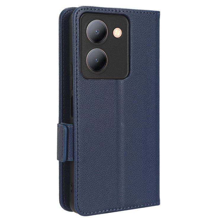 For vivo Y36 4G (Global) / Y36 5G (Global) / Y78 5G (China) / Y78m 5G / Y27 5G / Y27s 4G / Y77t 5G / Y78 5G Leather Phone Wallet Case - Dark Blue