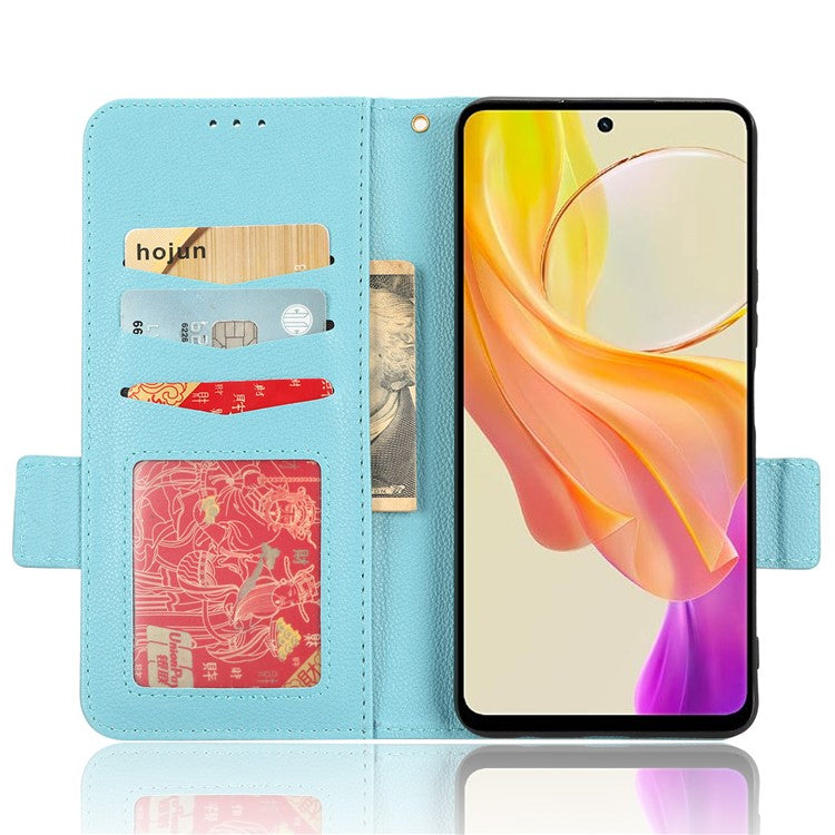 For vivo Y36 4G (Global) / Y36 5G (Global) / Y78 5G (China) / Y78m 5G / Y27 5G / Y27s 4G / Y77t 5G / Y78 5G Leather Phone Wallet Case - Baby Blue