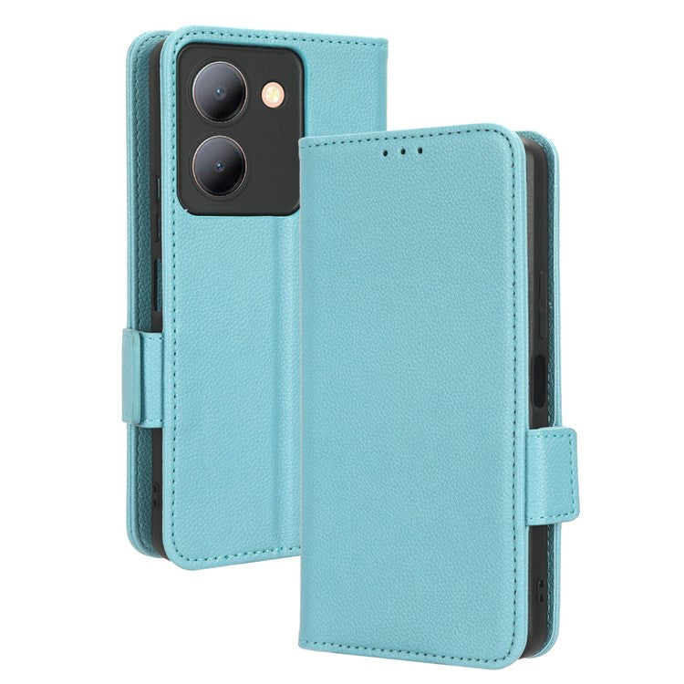 For vivo Y36 4G (Global) / Y36 5G (Global) / Y78 5G (China) / Y78m 5G / Y27 5G / Y27s 4G / Y77t 5G / Y78 5G Leather Phone Wallet Case - Baby Blue