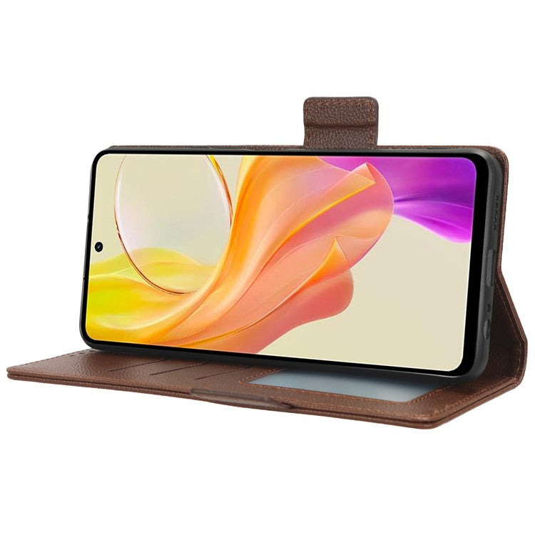 For vivo Y36 4G (Global) / Y36 5G (Global) / Y78 5G (China) / Y78m 5G / Y27 5G / Y27s 4G / Y77t 5G / Y78 5G Leather Phone Wallet Case - Brown
