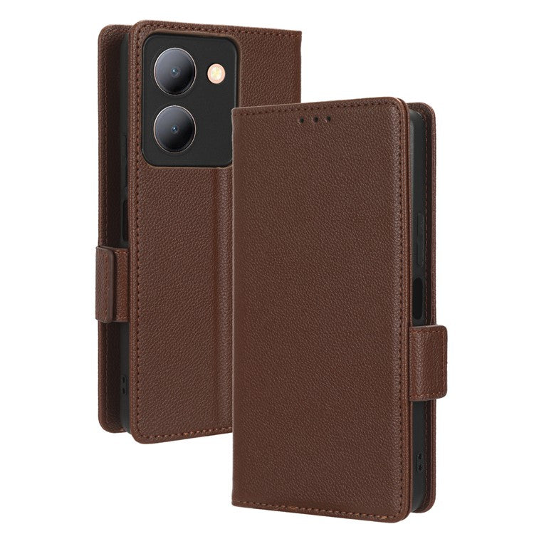 For vivo Y36 4G (Global) / Y36 5G (Global) / Y78 5G (China) / Y78m 5G / Y27 5G / Y27s 4G / Y77t 5G / Y78 5G Leather Phone Wallet Case - Brown