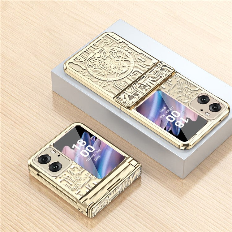 Mechanical Legend Series for Oppo Find N2 Flip 5G Hinde Protection Phone Case Hard PC Electroplating Cover - Champagne Gold
