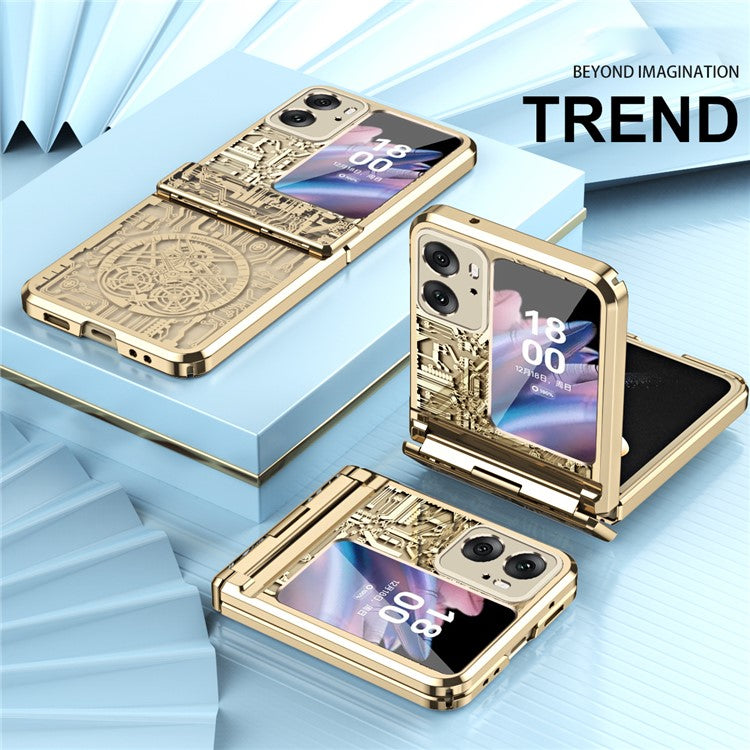 Mechanical Legend Series for Oppo Find N2 Flip 5G Hinde Protection Phone Case Hard PC Electroplating Cover - Champagne Gold