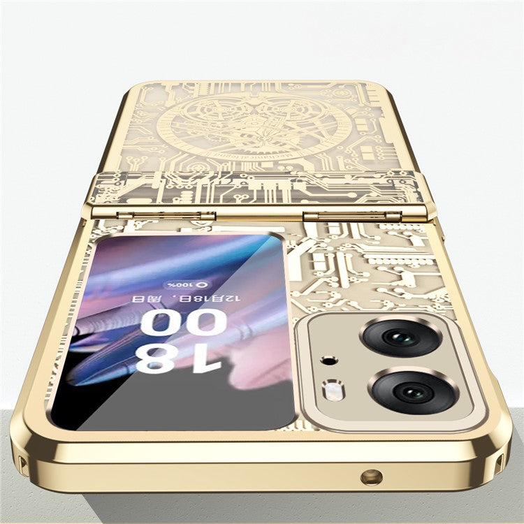 Mechanical Legend Series for Oppo Find N2 Flip 5G Hinde Protection Phone Case Hard PC Electroplating Cover - Champagne Gold