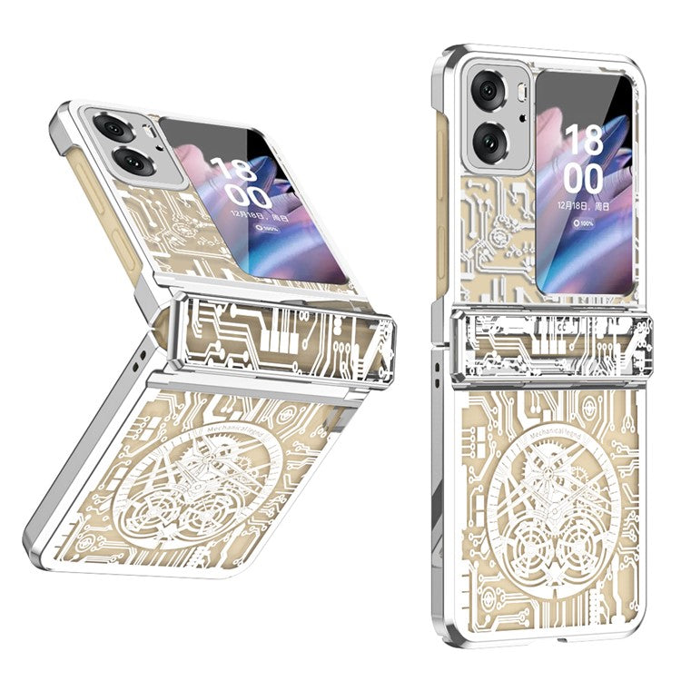 Mechanical Legend Series for Oppo Find N2 Flip 5G Hinde Protection Phone Case Hard PC Electroplating Cover - Silver