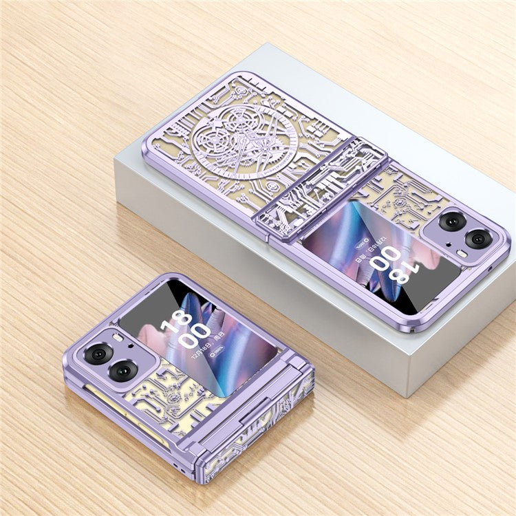 Mechanical Legend Series for Oppo Find N2 Flip 5G Hinde Protection Phone Case Hard PC Electroplating Cover - Purple