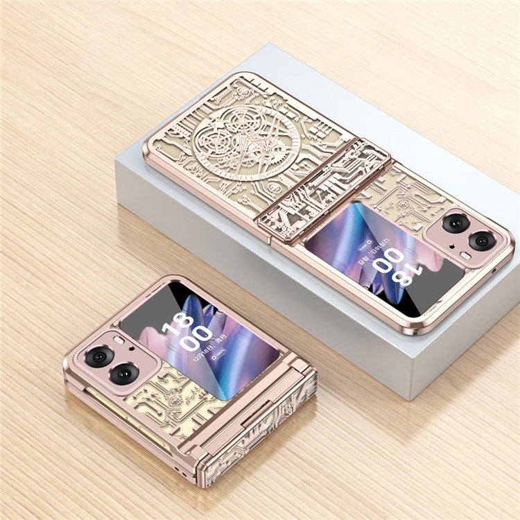 Mechanical Legend Series for Oppo Find N2 Flip 5G Hinde Protection Phone Case Hard PC Electroplating Cover - Rose Gold
