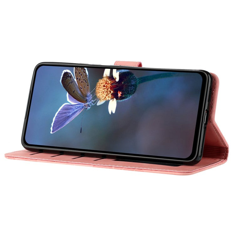 Phone Case for Sony Xperia L4 Flowers Imprinted Stand PU Leather Wallet Cover - Pink