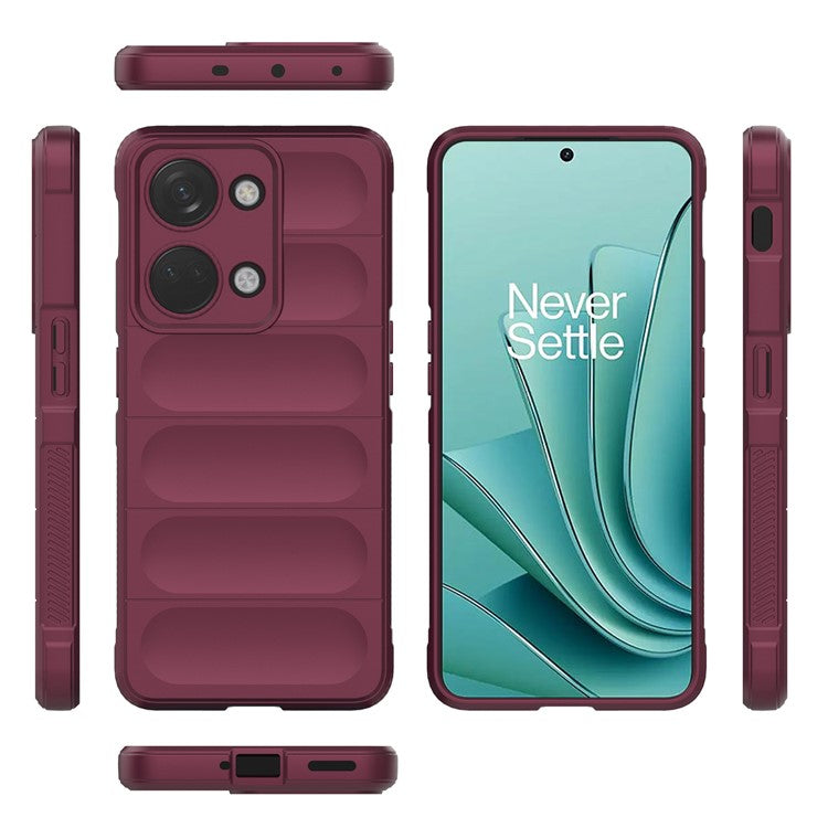 For OnePlus Nord 3 5G / Ace 2V Soft TPU Drop-proof Phone Case Rugged Back Protective Cover - Wine Red