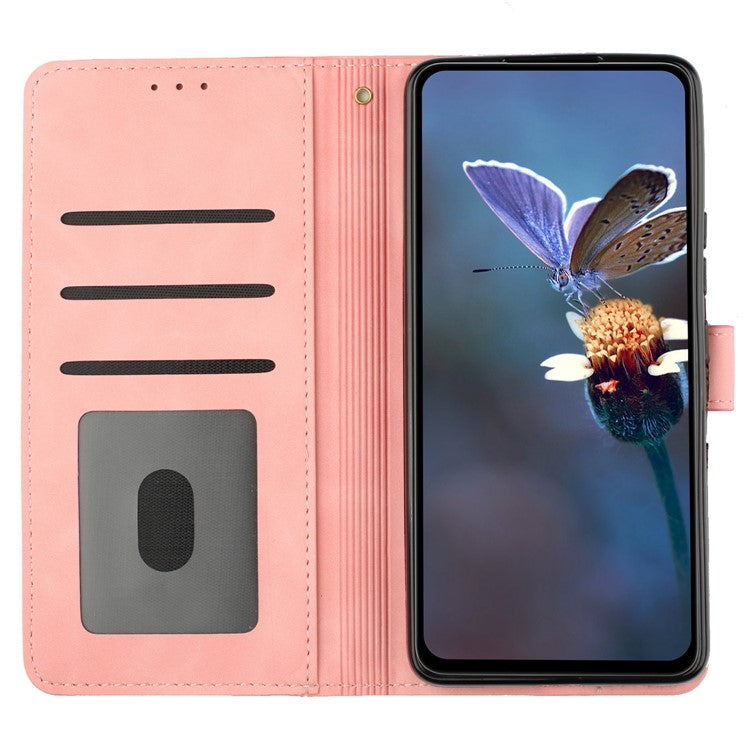 PU Leather Wallet Case for Oppo A57 (2022) 5G / A77 5G , Stand Flowers Imprinted Phone Cover - Pink