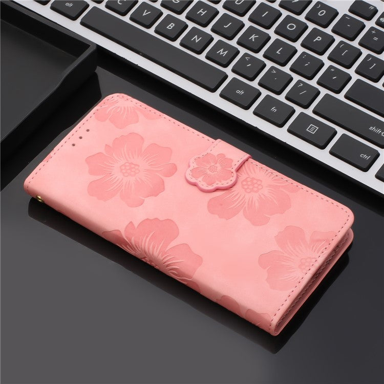 For Sony Xperia 10 Protective Cover PU Leather Wallet Flowers Imprinted Stand Phone Case - Pink