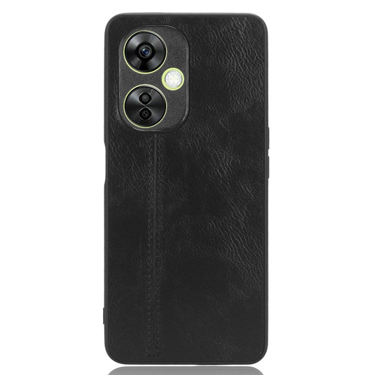 For OnePlus Nord N30 5G / CE3 5G / CE 3 Lite 5G Phone Case Leather Coated TPU+PC Cowhide Texture Back Cover - Black