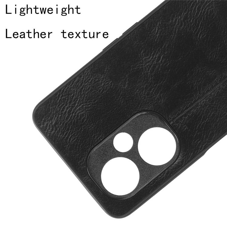 For OnePlus Nord N30 5G / CE3 5G / CE 3 Lite 5G Phone Case Leather Coated TPU+PC Cowhide Texture Back Cover - Black