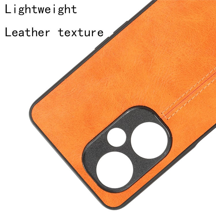 For OnePlus Nord N30 5G / CE3 5G / CE 3 Lite 5G Phone Case Leather Coated TPU+PC Cowhide Texture Back Cover - Orange