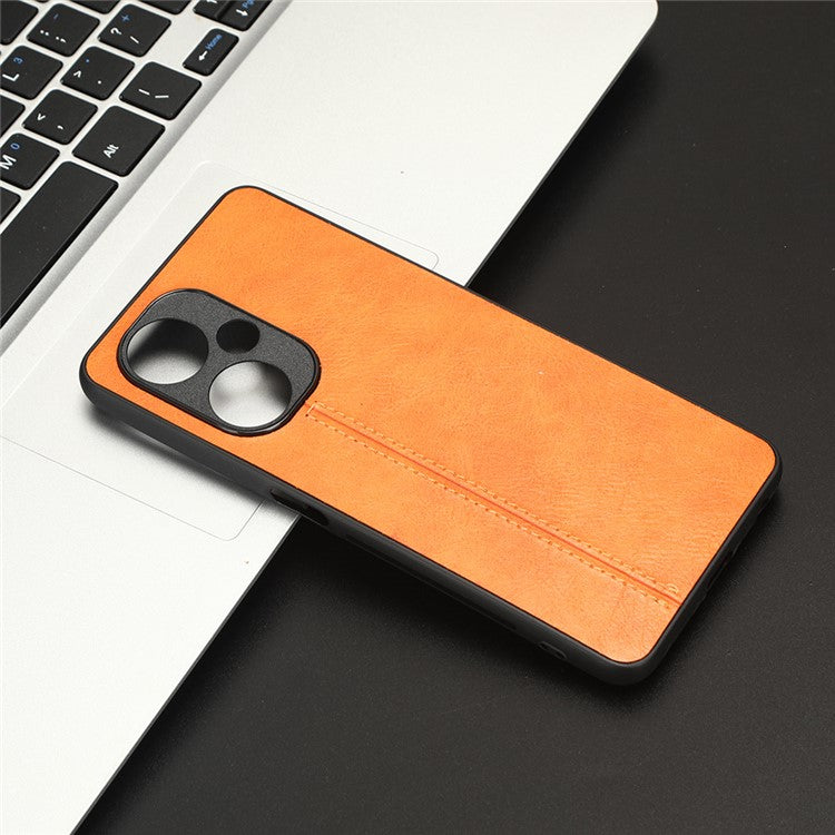 For OnePlus Nord N30 5G / CE3 5G / CE 3 Lite 5G Phone Case Leather Coated TPU+PC Cowhide Texture Back Cover - Orange
