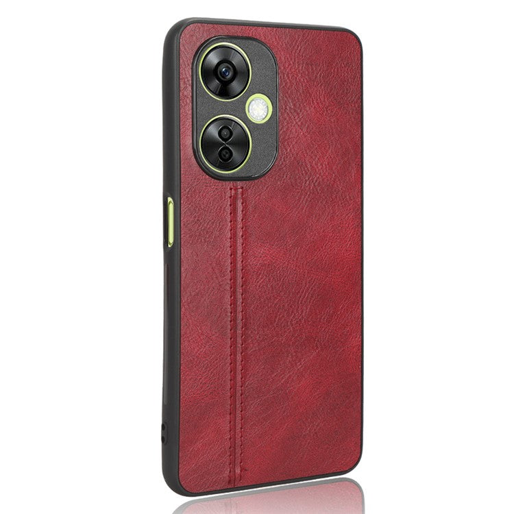 For OnePlus Nord N30 5G / CE3 5G / CE 3 Lite 5G Phone Case Leather Coated TPU+PC Cowhide Texture Back Cover - Red