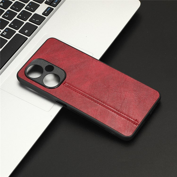 For OnePlus Nord N30 5G / CE3 5G / CE 3 Lite 5G Phone Case Leather Coated TPU+PC Cowhide Texture Back Cover - Red