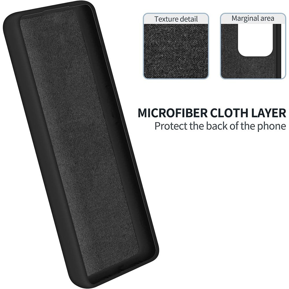 For Samsung Galaxy F14 5G Anti-Dust Liquid Silicone Phone Cover Soft Lining Phone Case with Strap - Black