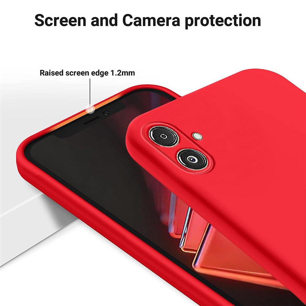 For Samsung Galaxy F14 5G Anti-Dust Liquid Silicone Phone Cover Soft Lining Phone Case with Strap - Red