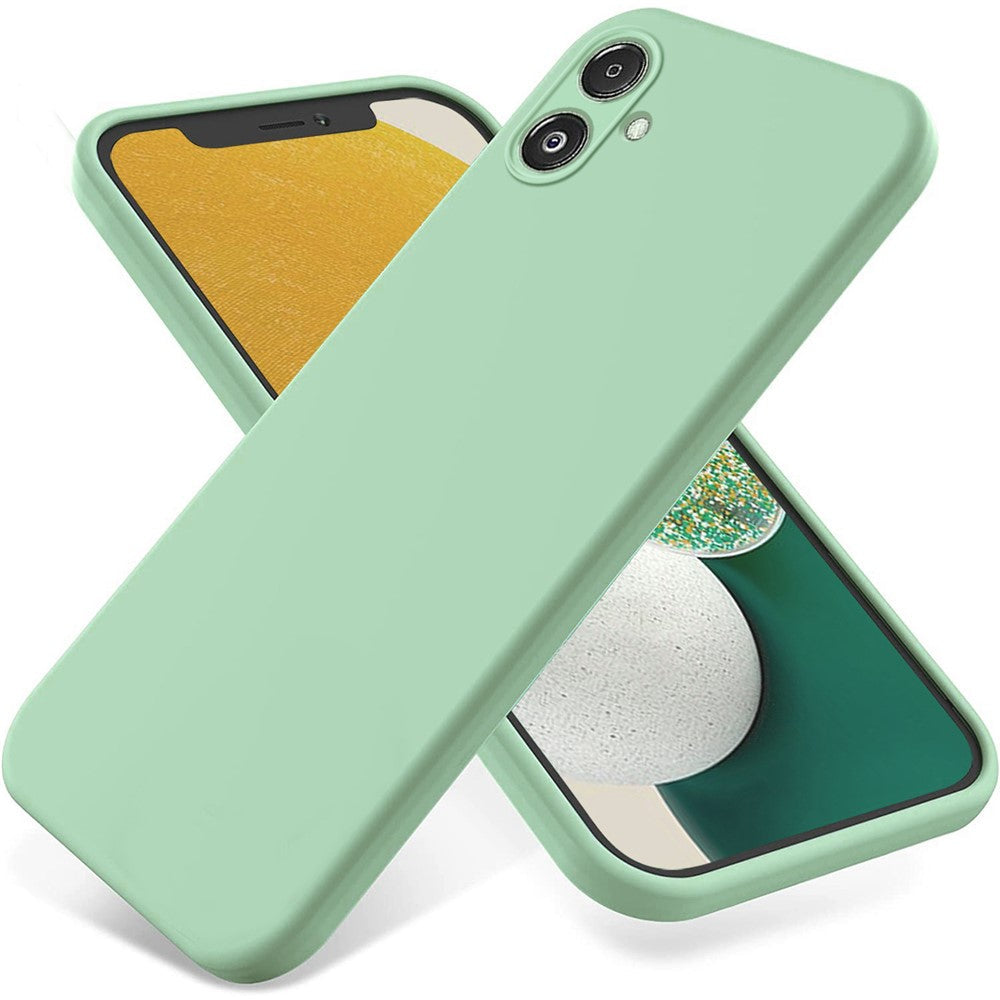 For Samsung Galaxy F14 5G Anti-Dust Liquid Silicone Phone Cover Soft Lining Phone Case with Strap - Green