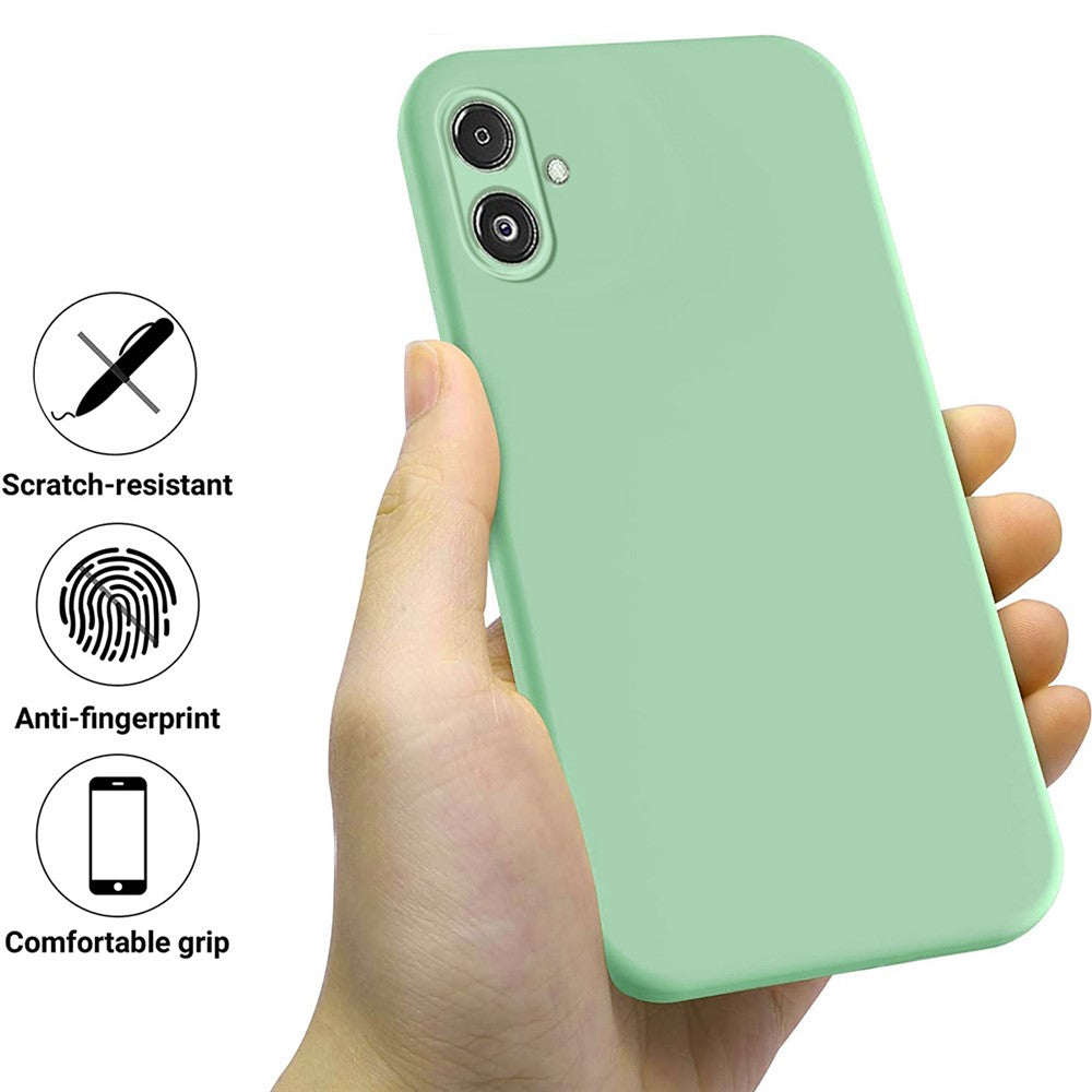For Samsung Galaxy F14 5G Anti-Dust Liquid Silicone Phone Cover Soft Lining Phone Case with Strap - Green