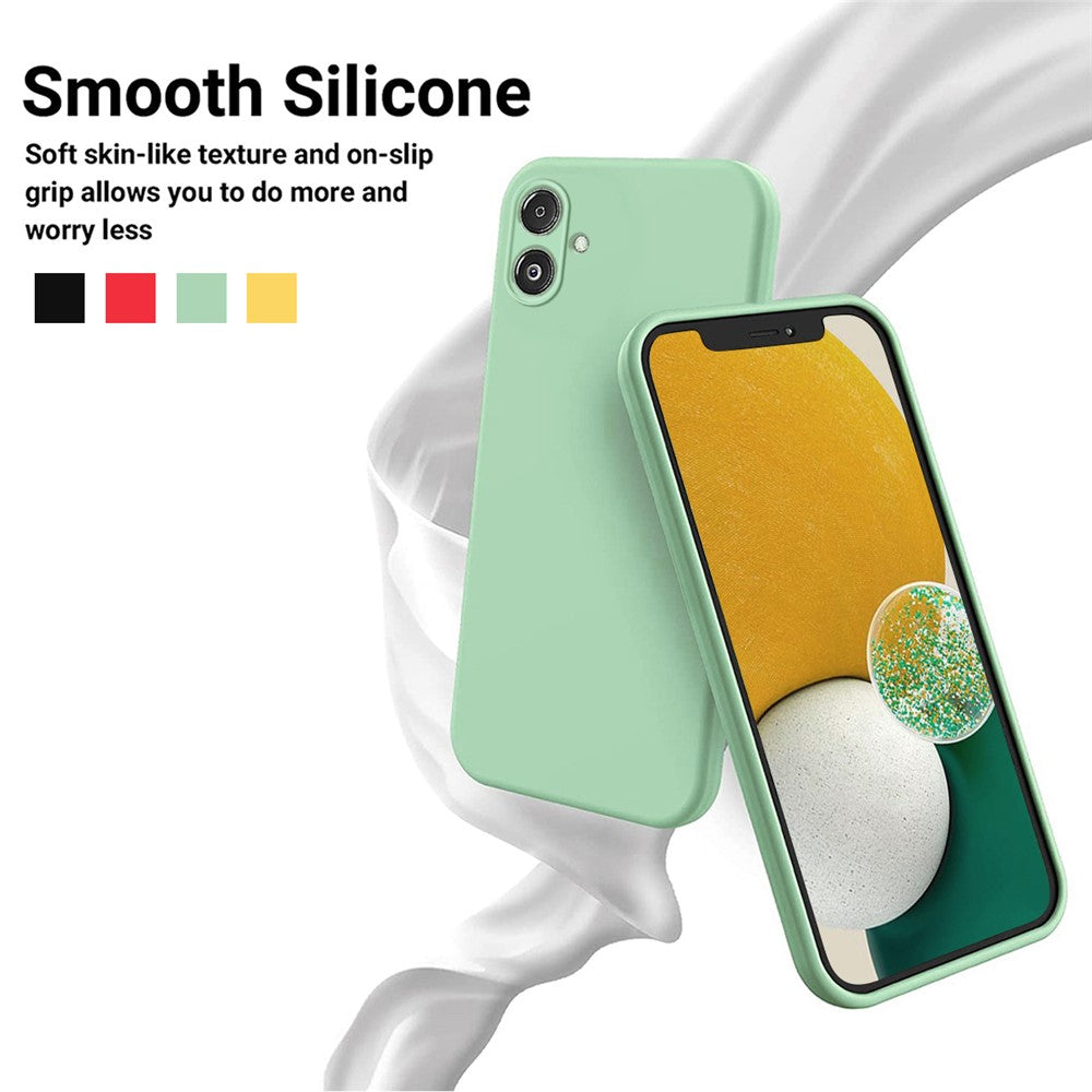For Samsung Galaxy F14 5G Anti-Dust Liquid Silicone Phone Cover Soft Lining Phone Case with Strap - Green