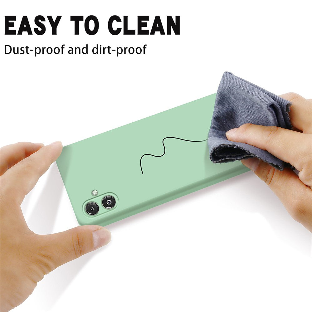 For Samsung Galaxy F14 5G Anti-Dust Liquid Silicone Phone Cover Soft Lining Phone Case with Strap - Green