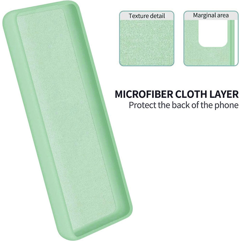 For Samsung Galaxy F14 5G Anti-Dust Liquid Silicone Phone Cover Soft Lining Phone Case with Strap - Green