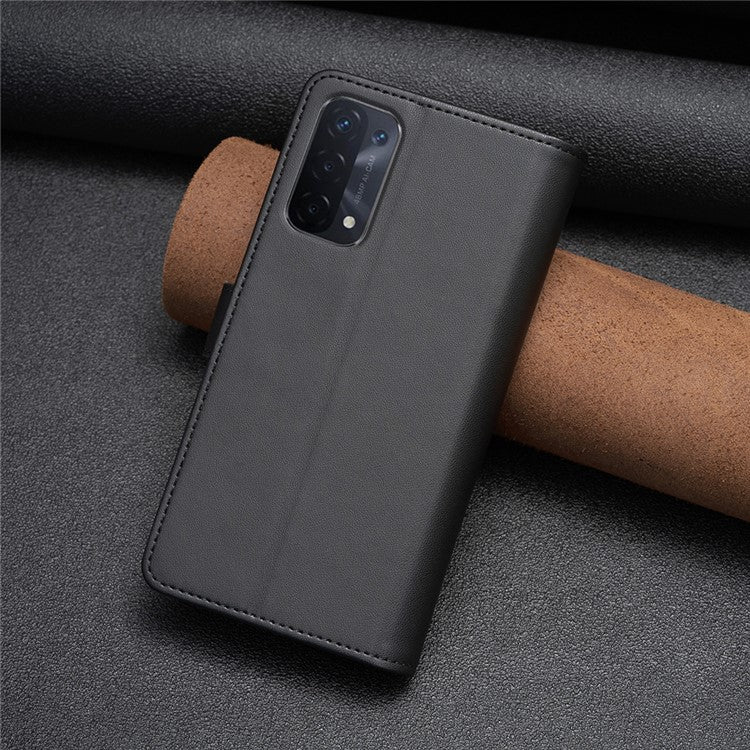 BF Style-19 for Oppo A74 / A93 / A54 5G Zipper Pocket PU Leather Phone Case Wallet Stand Cover - Black
