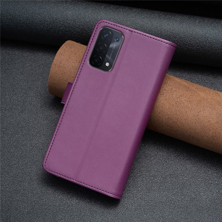 BF Style-19 for Oppo A74 / A93 / A54 5G Zipper Pocket PU Leather Phone Case Wallet Stand Cover - Dark Purple