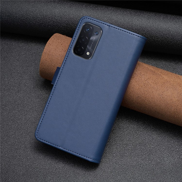 BF Style-19 for Oppo A74 / A93 / A54 5G Zipper Pocket PU Leather Phone Case Wallet Stand Cover - Blue