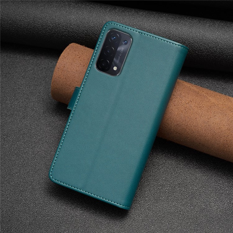 BF Style-19 for Oppo A74 / A93 / A54 5G Zipper Pocket PU Leather Phone Case Wallet Stand Cover - Green