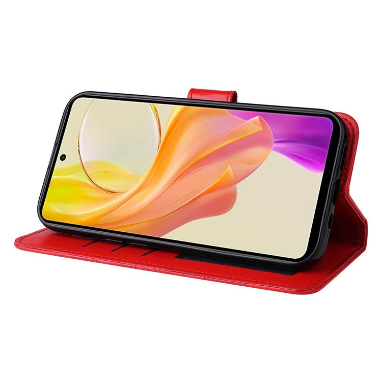 For vivo Y78+ 5G / Y78 5G Sunflower Imprinted Leather Wallet Case Phone Flip Stand Cover - Red