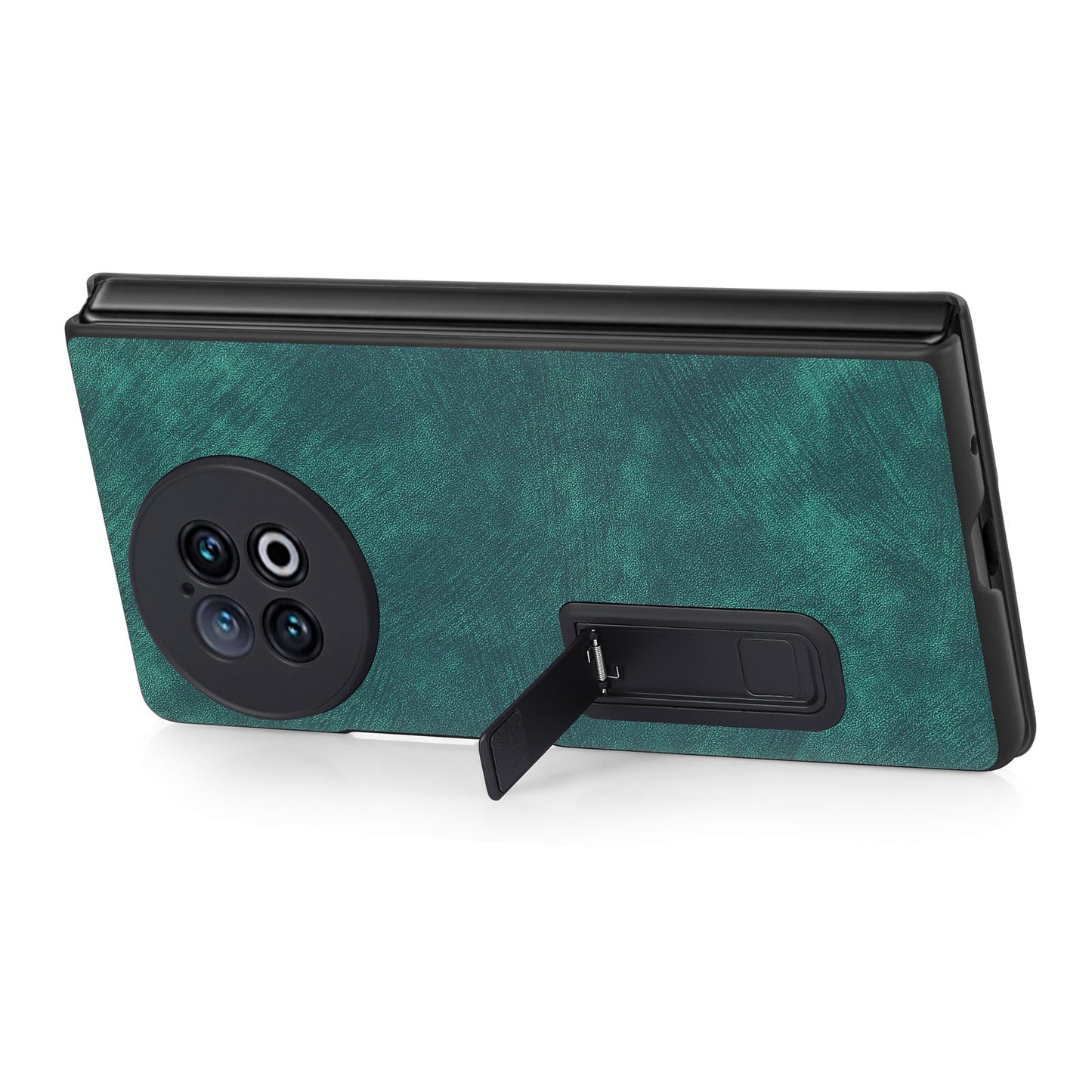 For vivo X Fold2 Retro Texture Phone Case PU Leather+PC Kickstand Cover with Tempered Glass Film - Green