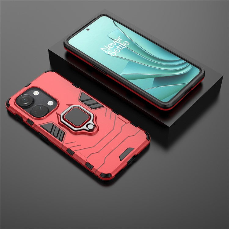 For OnePlus Nord 3 5G / Ace 2V TPU + PC Dual Layered Phone Case Finger Ring Kickstand Cover - Red