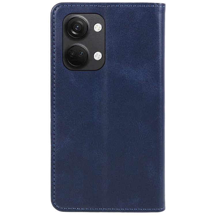 For OnePlus Nord 3 5G / Ace 2V Business Style Wallet Phone Cover Calf Texture Anti-drop PU Leather Shell Case - Blue