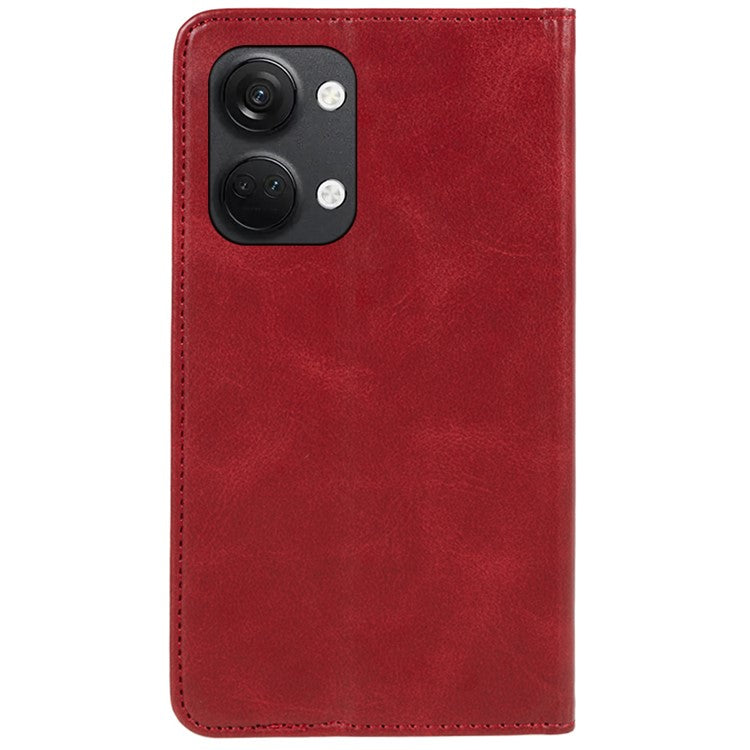For OnePlus Nord 3 5G / Ace 2V Business Style Wallet Phone Cover Calf Texture Anti-drop PU Leather Shell Case - Red