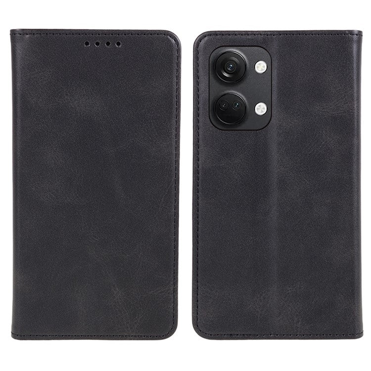 For OnePlus Nord 3 5G / Ace 2V Business Style Wallet Phone Cover Calf Texture Anti-drop PU Leather Shell Case - Black