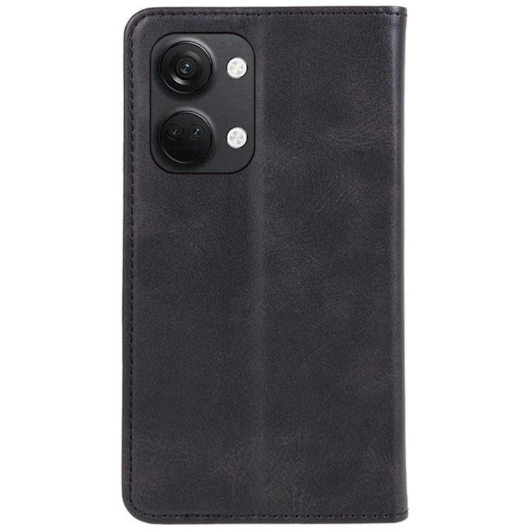 For OnePlus Nord 3 5G / Ace 2V Business Style Wallet Phone Cover Calf Texture Anti-drop PU Leather Shell Case - Black