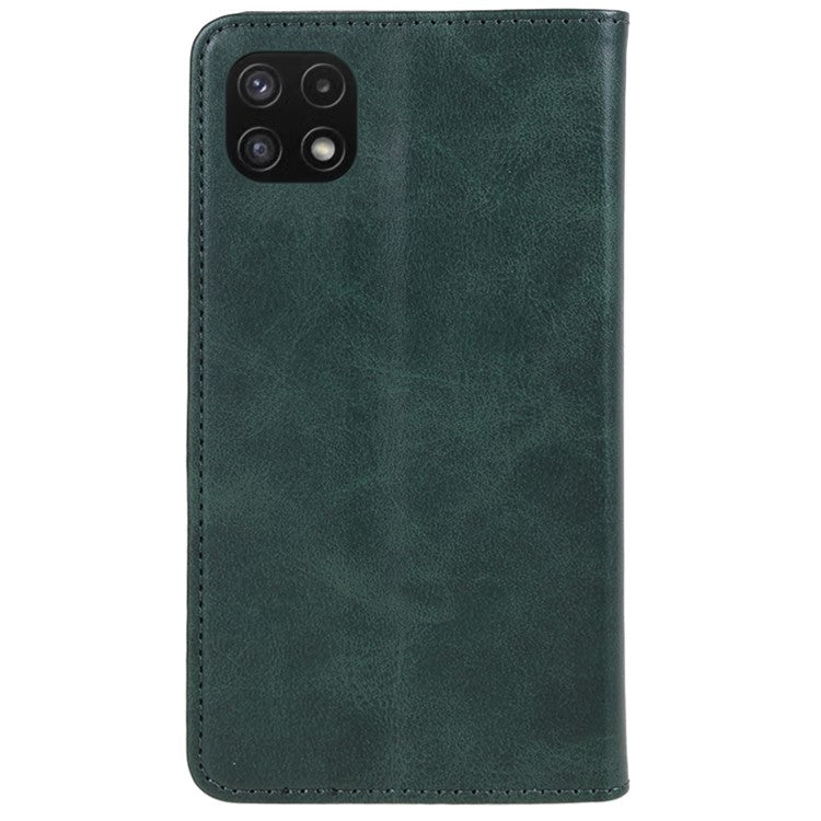 For Samsung Galaxy A22 5G (EU Version) TPU+PU Leather Case Calf Texture Wallet Anti-drop Phone Stand Cover - Green