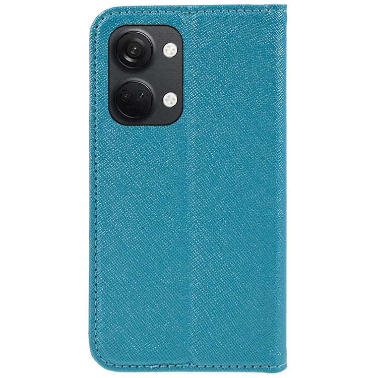 For OnePlus Ace 2V / Nord 3 5G Cross Texture Stand PU Leather Cover Anti-Scratch Phone Case Wallet - Sky Blue