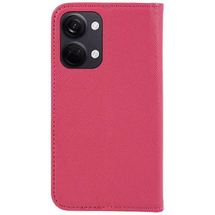 For OnePlus Ace 2V / Nord 3 5G Cross Texture Stand PU Leather Cover Anti-Scratch Phone Case Wallet - Pink