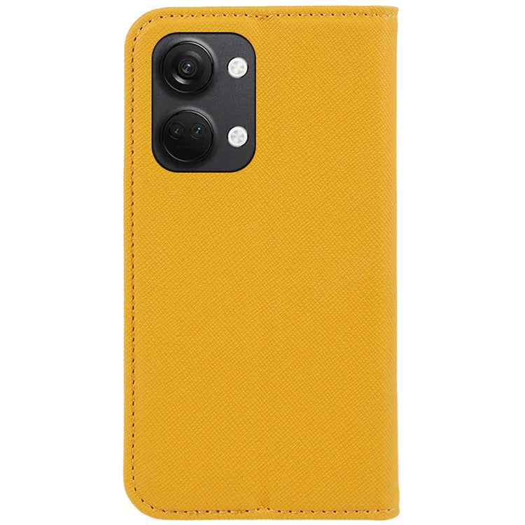 For OnePlus Ace 2V / Nord 3 5G Cross Texture Stand PU Leather Cover Anti-Scratch Phone Case Wallet - Yellow