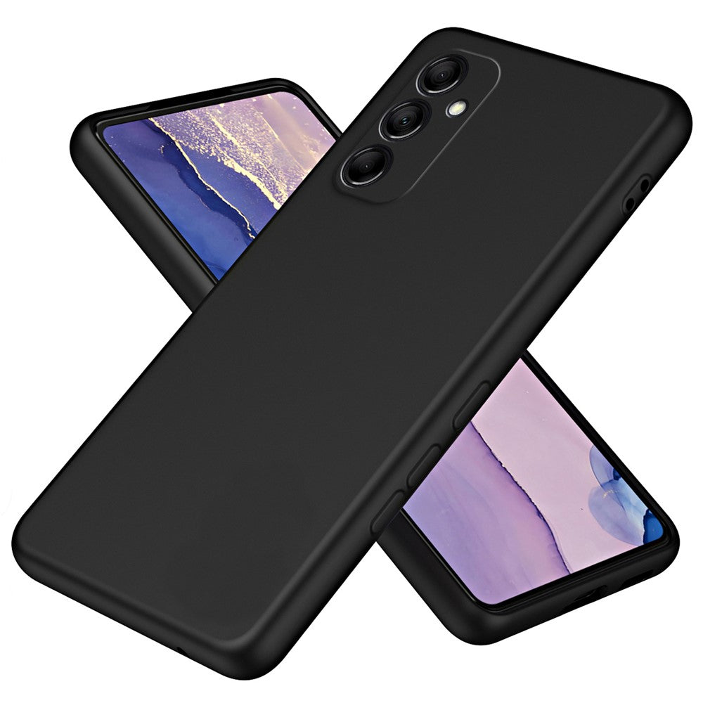 For Samsung Galaxy M14 5G Fiber Lining Soft TPU Phone Case 2.2mm Thickness Rubberized Phone Cover - Black