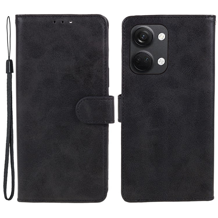 For OnePlus Ace 2V / Nord 3 5G PU Leather Phone Case Calf Texture Wallet Stand Anti-drop Cover - Black